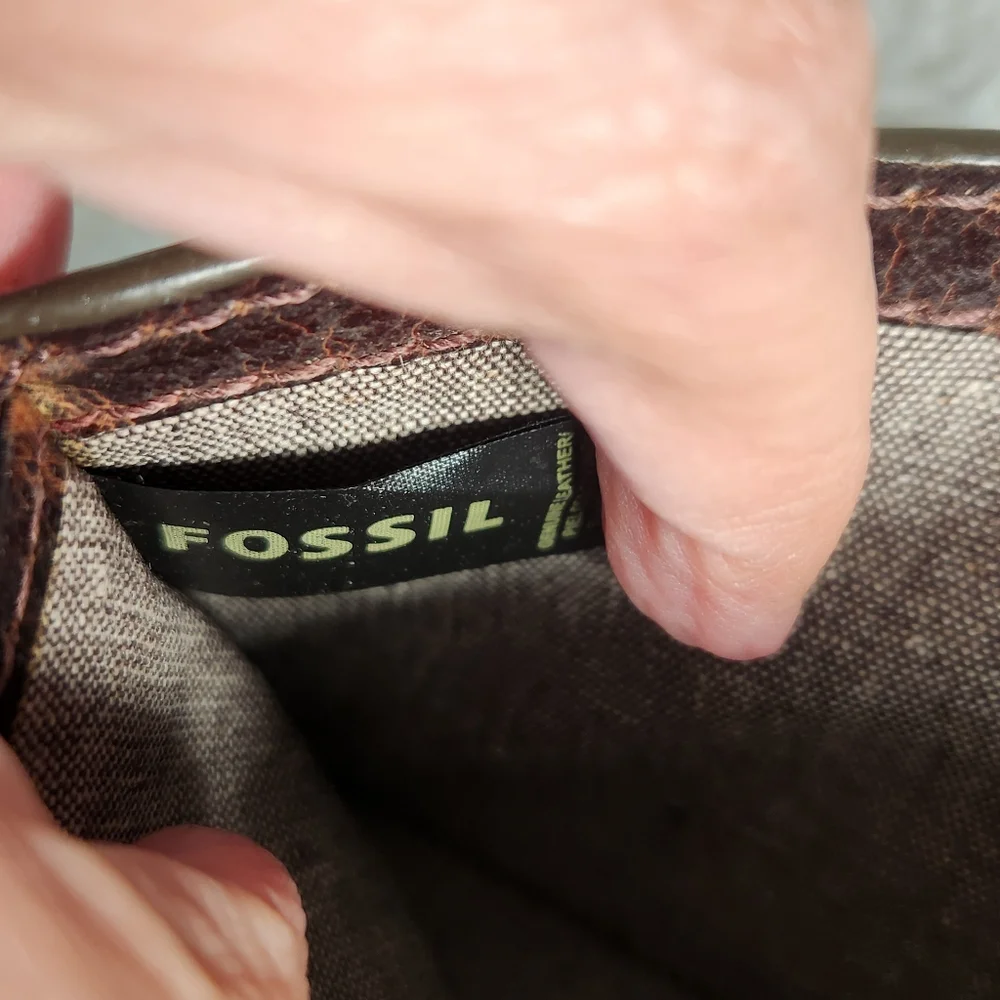 Fossil Men's Leather Bifold Wallet with Flip ID Brown/Green